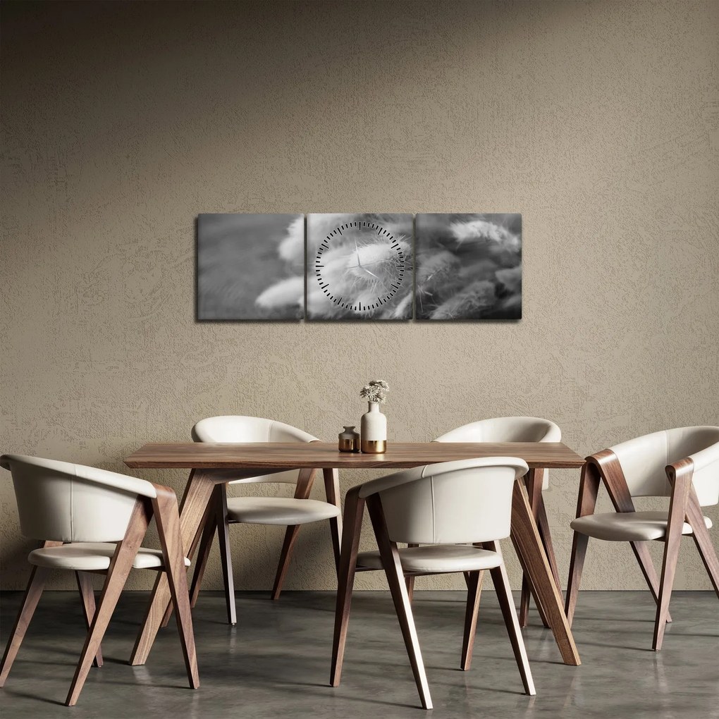 Tablou - iarbă de coadă de iepure pe masă (cu ceas) (90x30 cm)