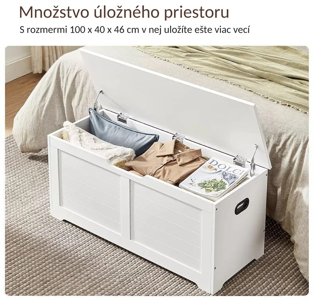 Ladă pentru șezut TANJA, 100x40x46cm, albă Vasagle