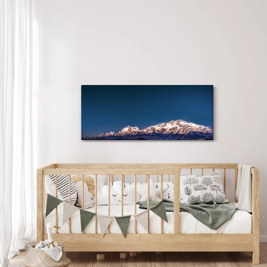 Tablou cu munți și cerul nocturn (120x50 cm)
