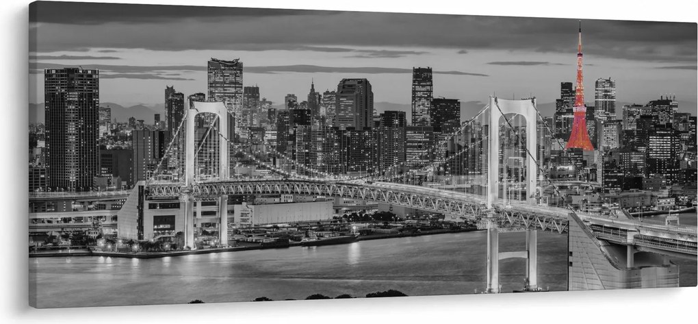 Tablou - Oraș mare cu un turn roșu (120x50 cm)
