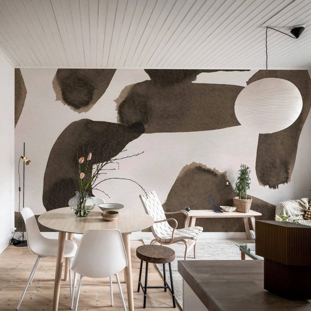 Fototapet, Wiggle Shapes, Brown, Rebel Walls