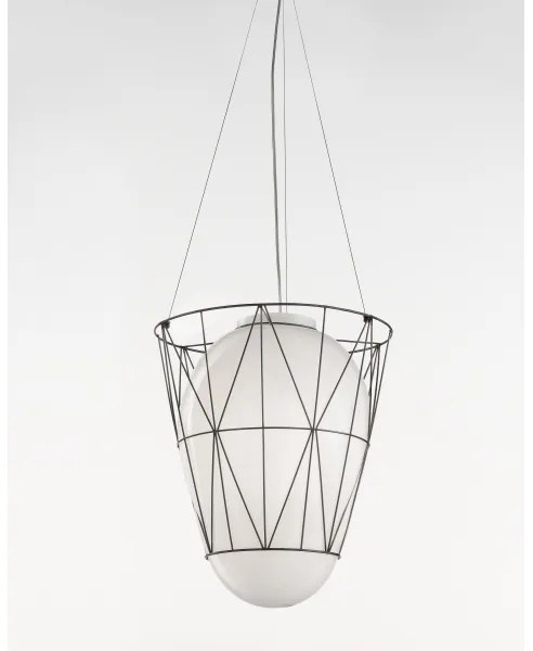 Lustră pe cablu SIRU SEGNI 1xE27/60W/230V negru/alb sticlă venețiană