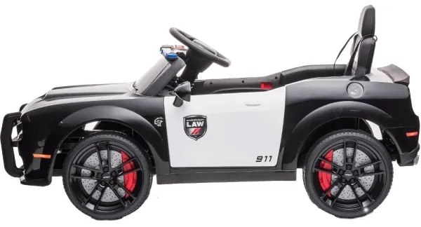 Mașinuță electrică de poliție Dodge Challenger 50W/4500 mAh negru/alb