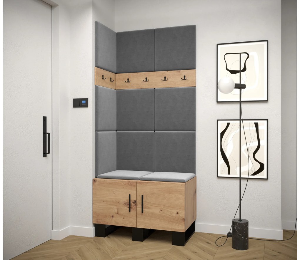 Set mobilier pentru hol Amanda 11 (Stejar artisan + gri închis). 1085950