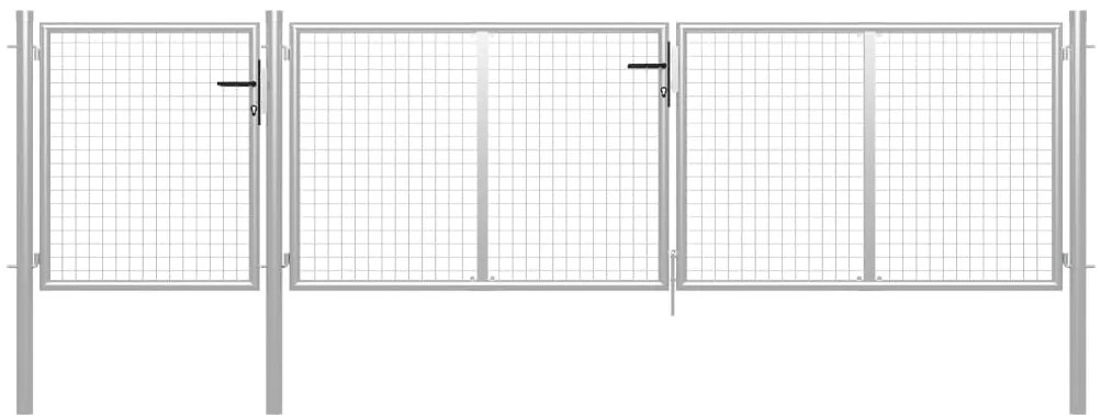 vidaXL Poartă de grădină din oțel 400x100 cm argintie