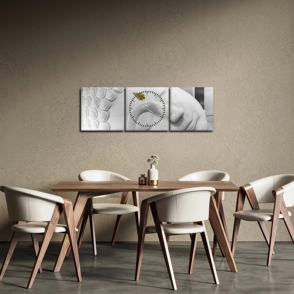 Tablou - Buddha alb (cu ceas) (90x30 cm)