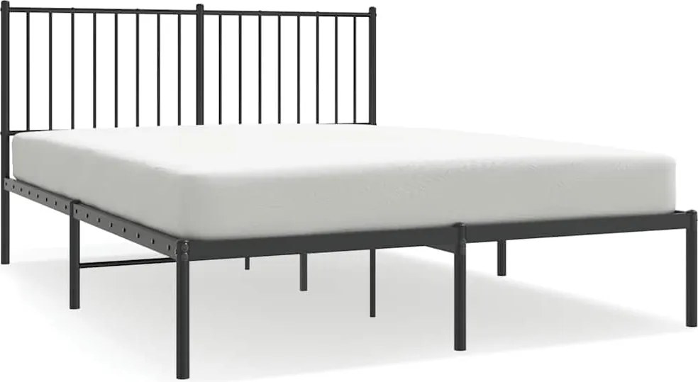 vidaXL Cadru de pat metalic cu tăblie, negru, 140x200 cm