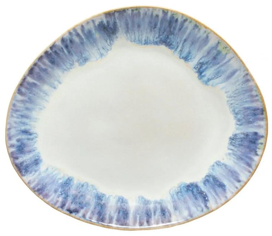 Farfurie ovală din gresie ceramică Costa Nova Brisa, ⌀ 27 cm, alb - albastru