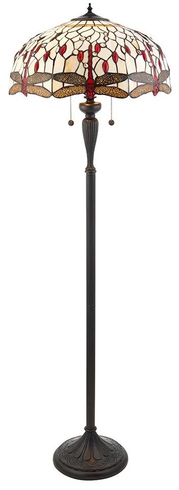 Endon 70940 - Lampadar Tiffany DRAGONFLY, 2x E27/60W/230V, Ø 50 cm