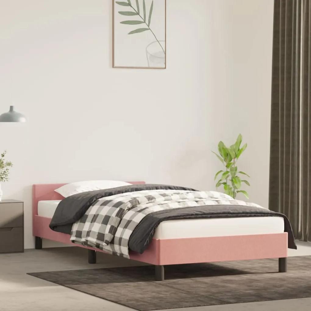 347560 vidaXL Cadru de pat cu tăblie, roz, 100x200 cm, catifea