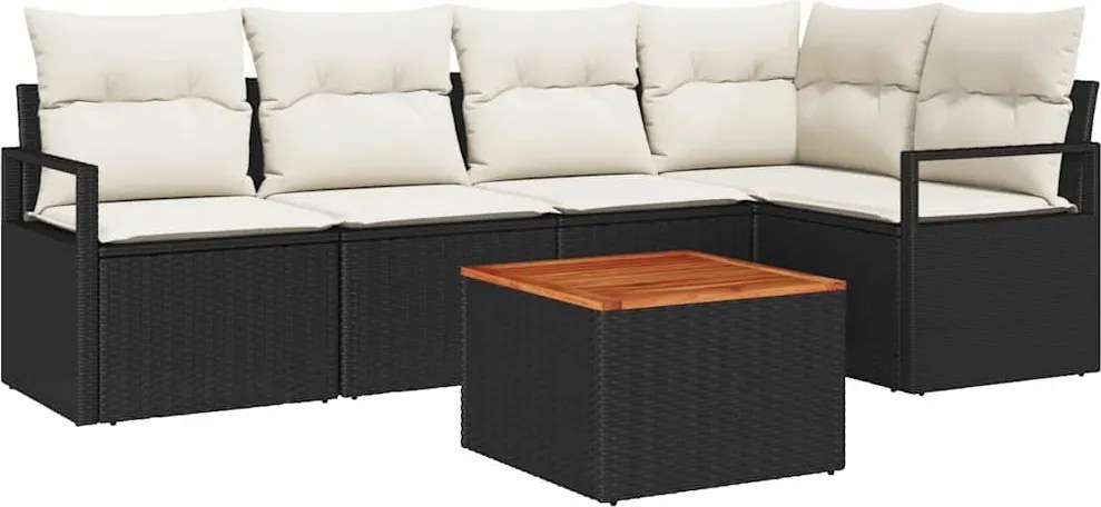 vidaXL Set de canapele pentru grădină 6 pcs Negru și Crem poliratan