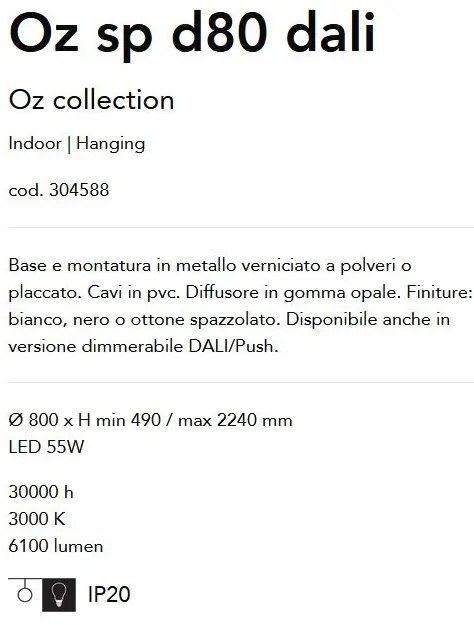 Lustra LED suspendata design modern circular Oz sp d80 dali neagra