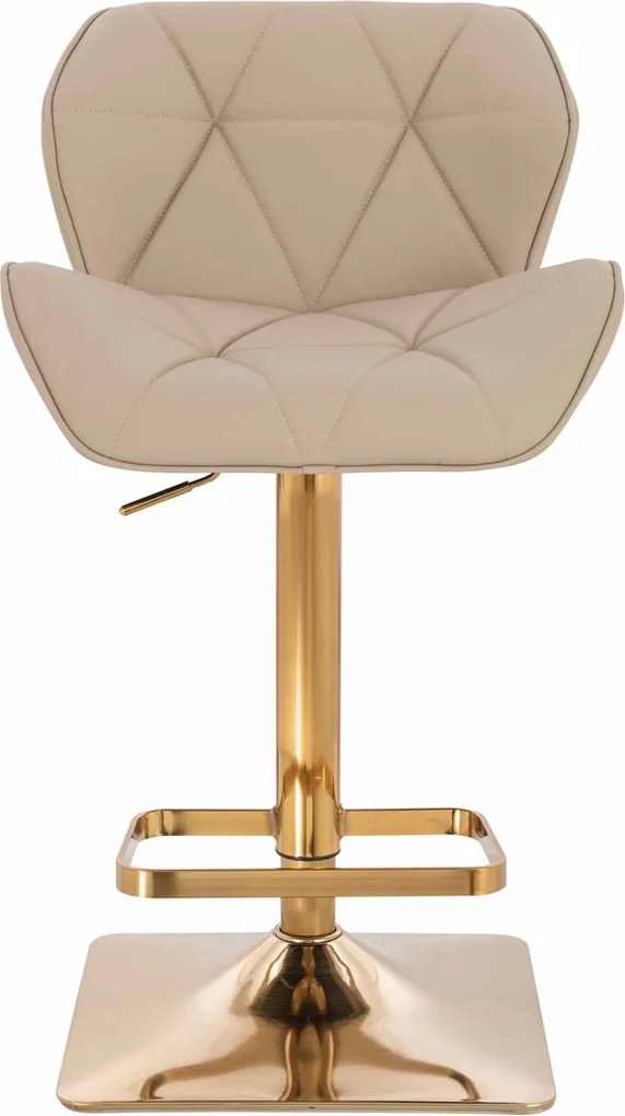 HR111KW Scaun Crem Piele Ecologica Premium Soft cu Bază Aurie