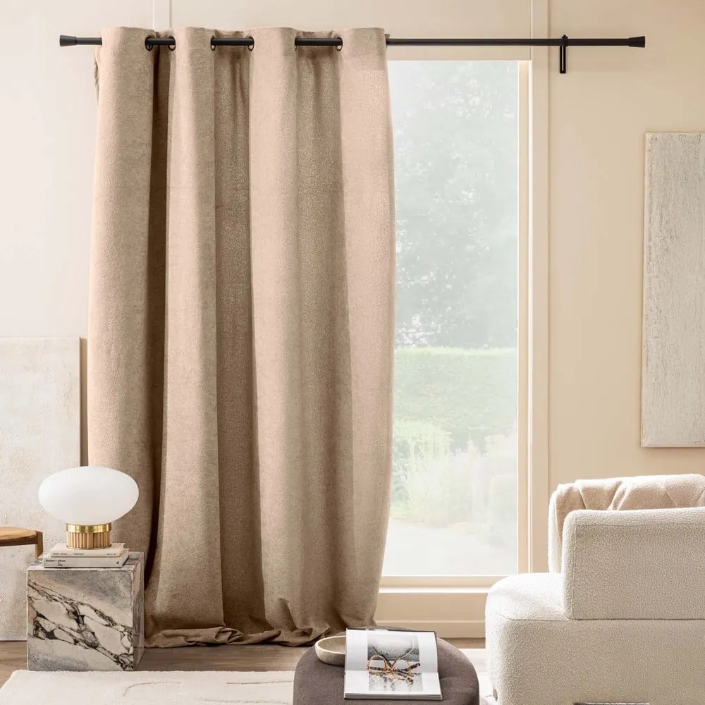 Draperie maro deschis din material bouclé 140x260 cm Winona – douceur d'intérieur