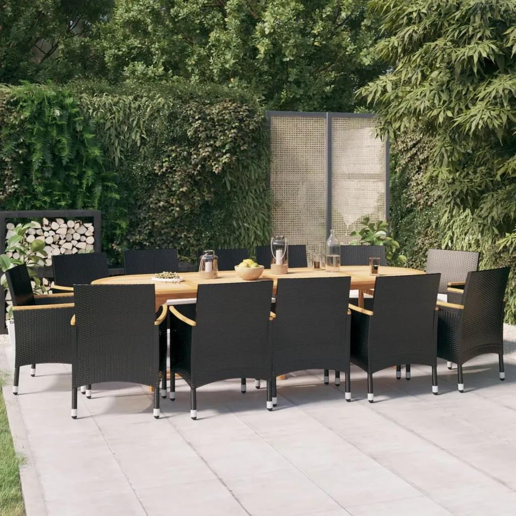 3103606 vidaXL Set mobilier de grădină cu perne, negru, 13 piese