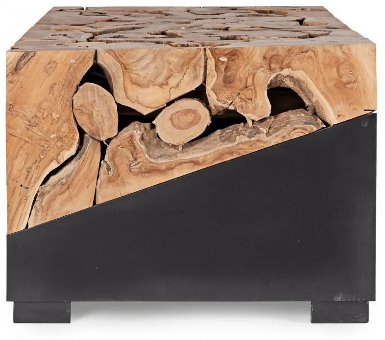 Masuta de cafea neagra din Lemn de Teak si metal, 100x60x45 cm, Grenada Bizzotto