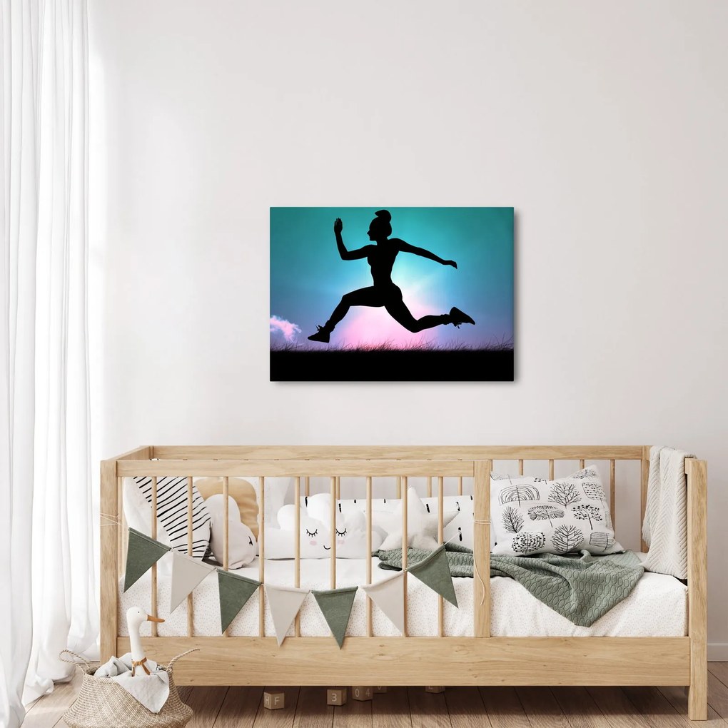 Tablou cu silueta feminină sărind (70x50 cm)
