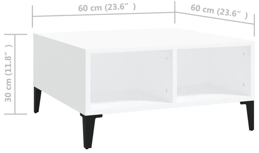 Masuta de cafea, alb, 60x60x30 cm, PAL 1, Alb