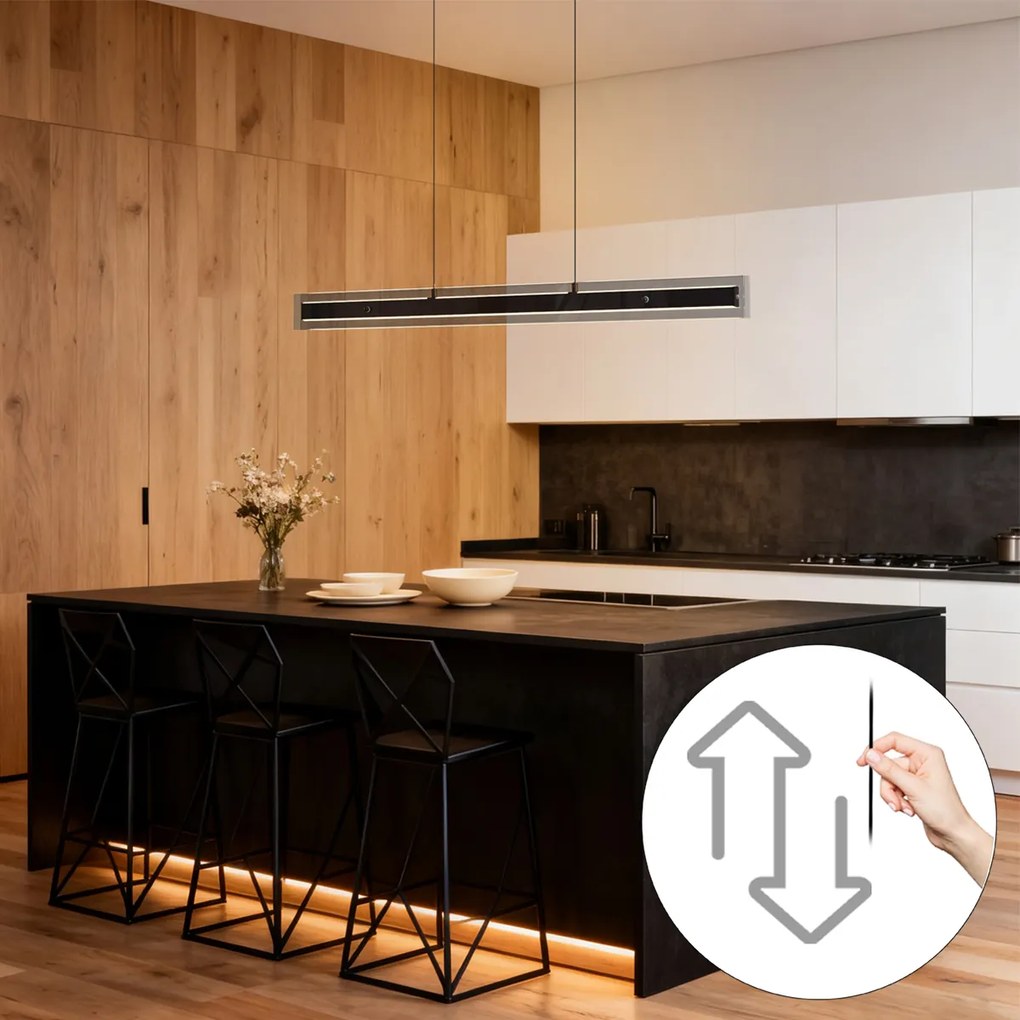 Lampă suspendată modernă neagră cu sticlă fumurie incl. LED Easylift - Catch