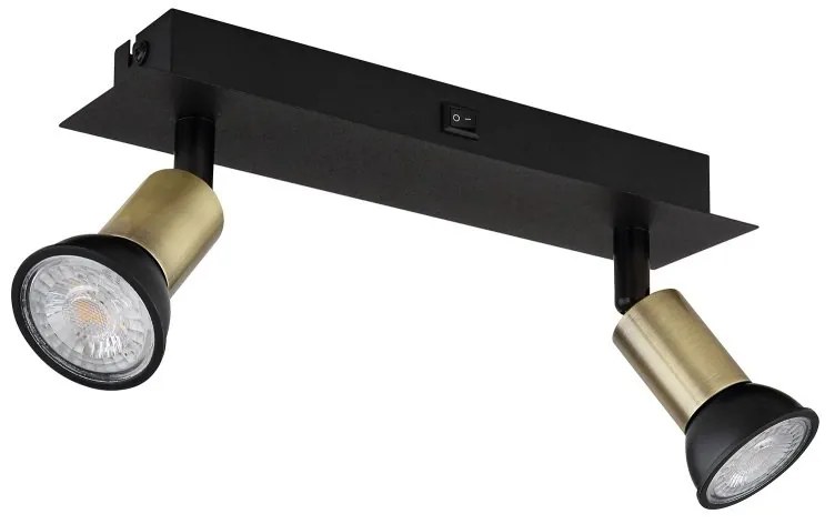 Aplica de perete / tavan 2L design modern Drew negru, auriu