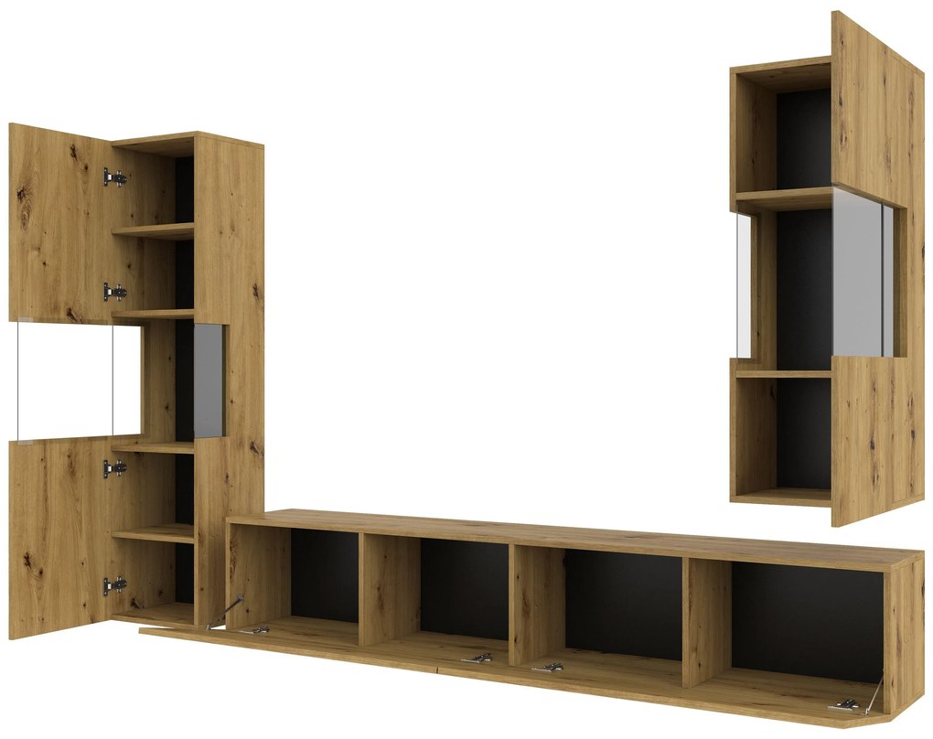 Mobilier living Avernic Typ 10 (negru + Stejar artisan). 1042057