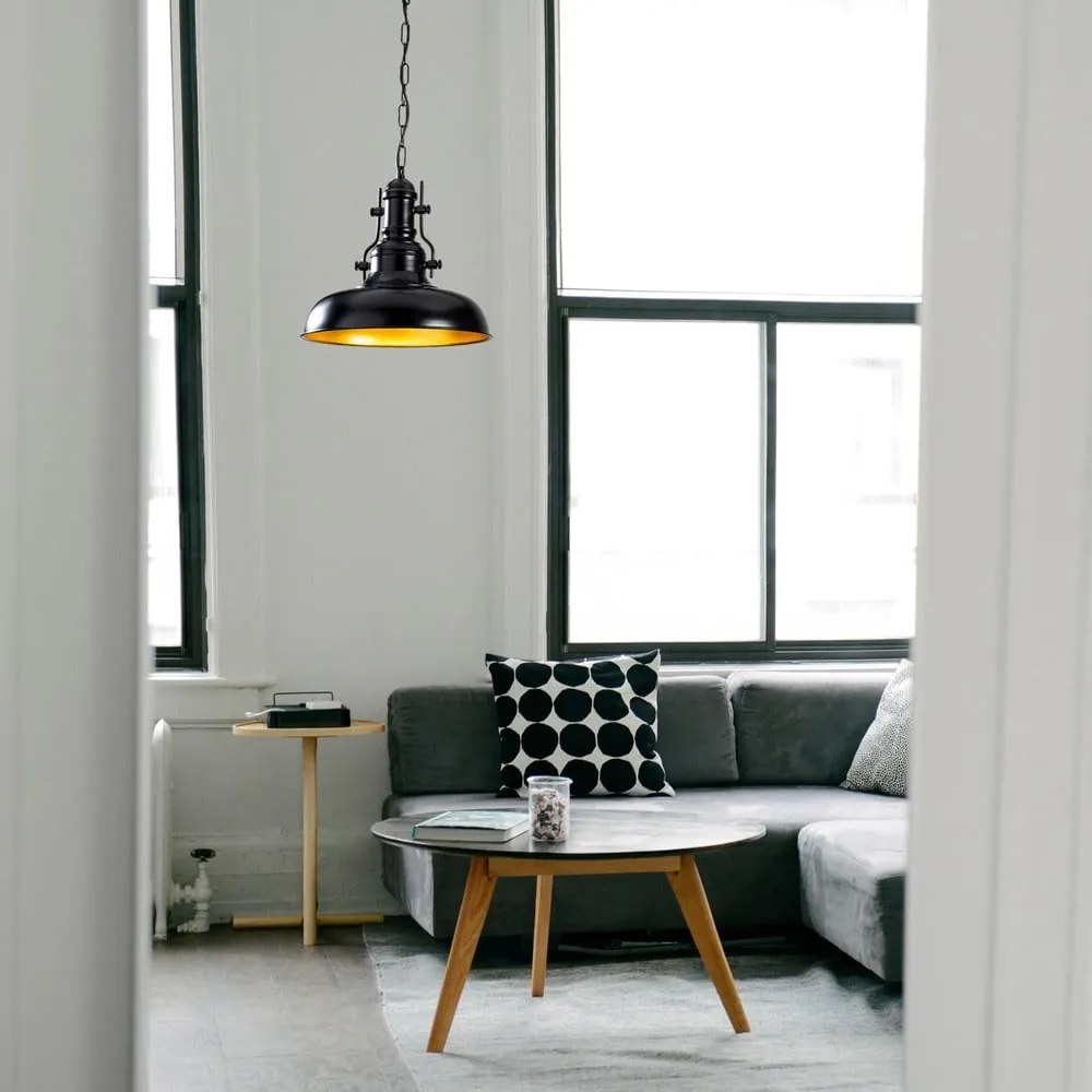 Lustră neagră cu abajur din metal ø 32 cm Berceste – Opviq lights