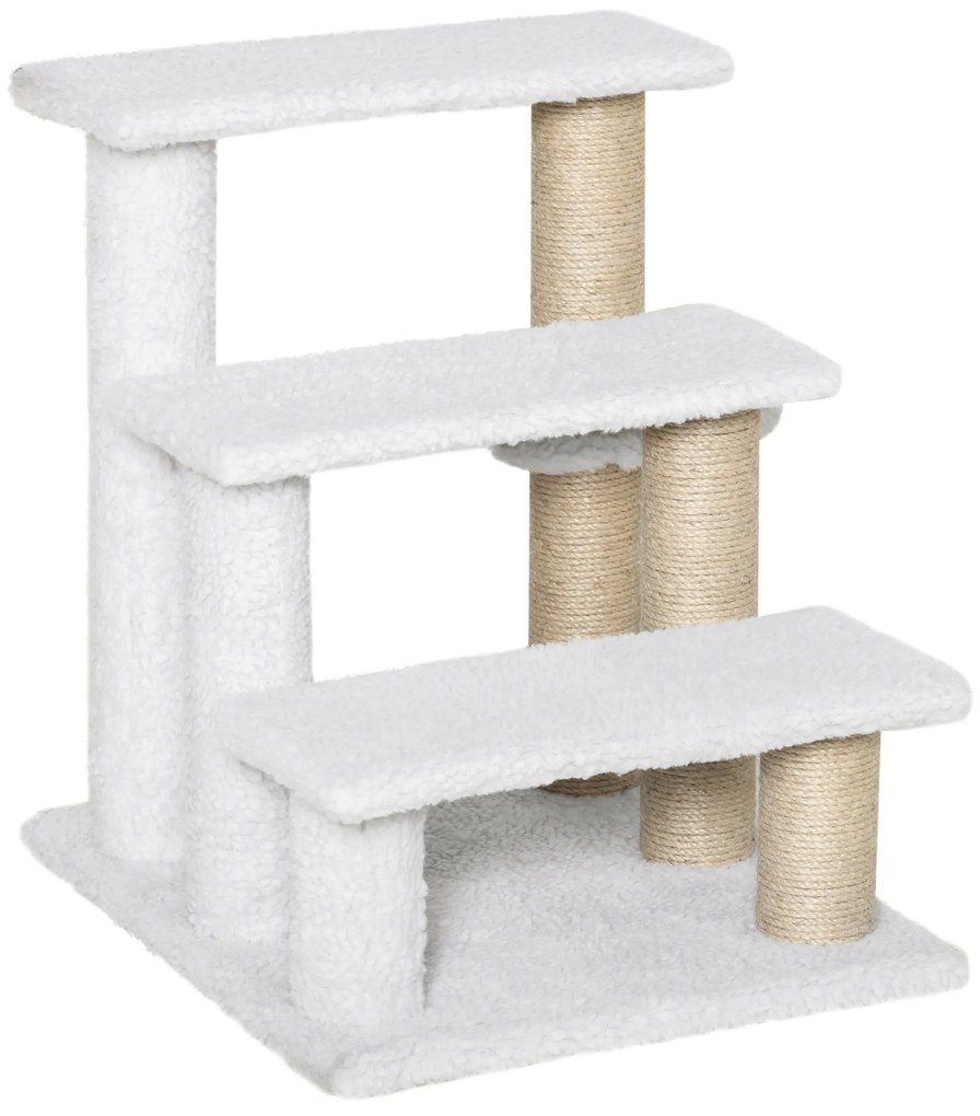 PawHut Scara pentru animale de companie cu 3 trepte, zgârier și minge de jucărie | Aosom Romania