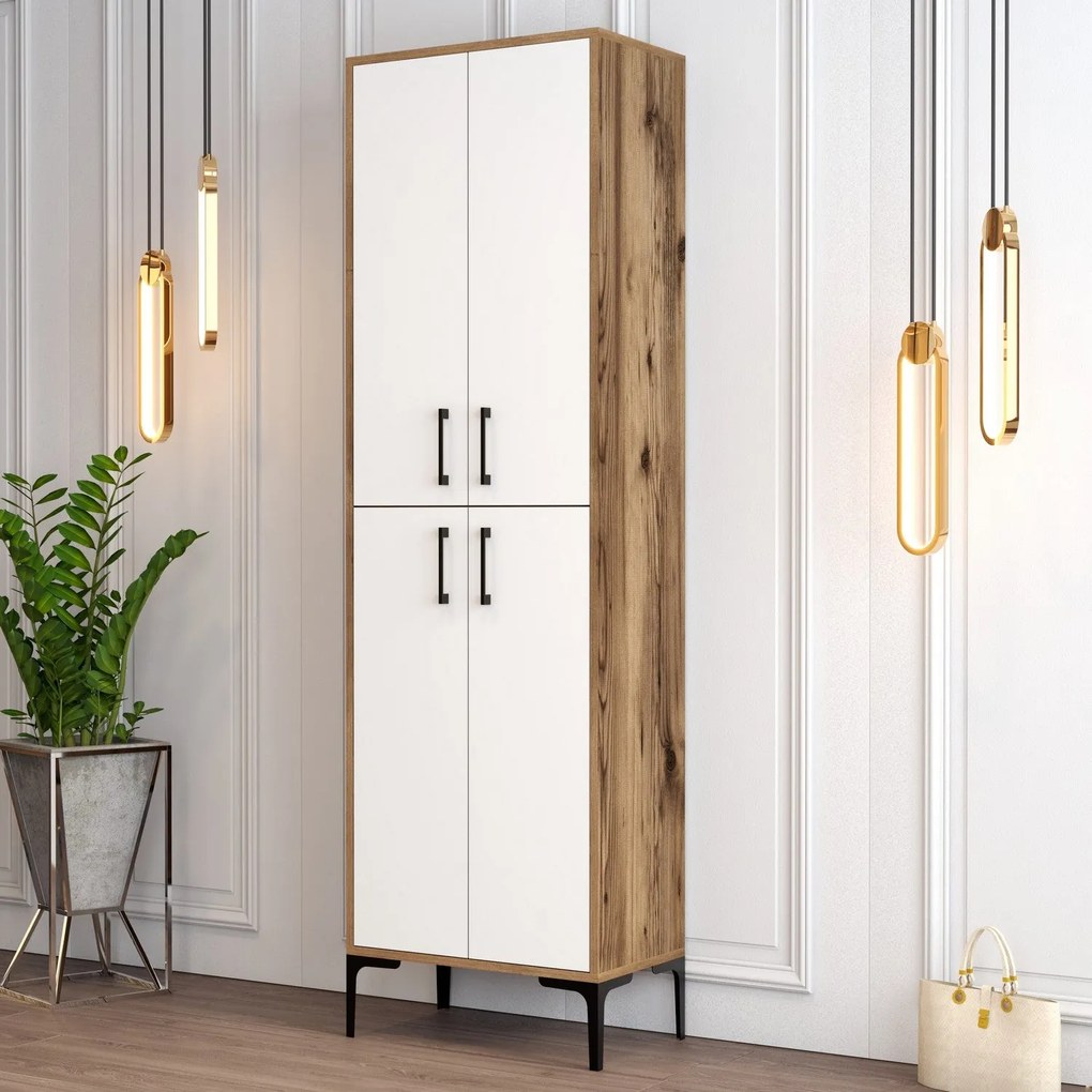 Comodă pentru pantofi Berlin A - Walnut, White