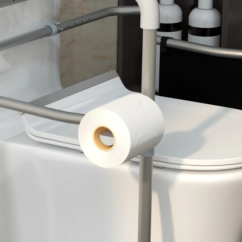 HOMCOM Cadru WC Reglabil, Cadru de Siguranță pentru Baie, cu Brațe și Ventuze, Accesoriu Baie | Aosom Romania