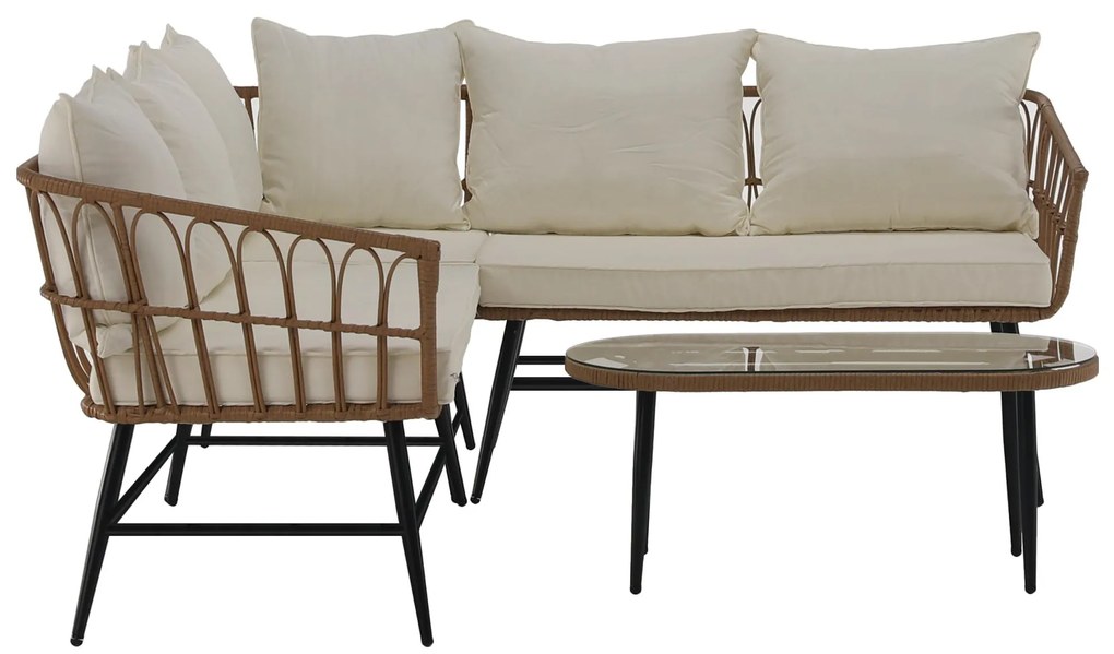 Set mobilier de grădină Arala (natural + bej + negru) (pentru 4 persoane). 1116234