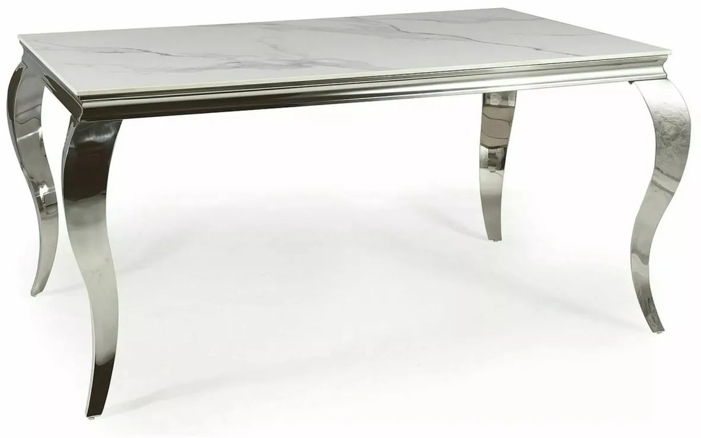 Masa Prince Ceramic Calacatta alb/crom L180xl90 cm