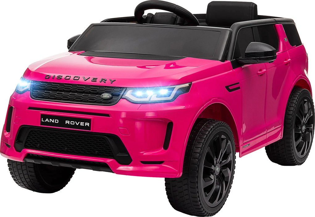 AIYAPLAY Mașină Electrică pentru Copii cu Licență Land Rover Discovery cu Faruri, Claxon și Centură, din Plastic și Metal,106x65.5x51 cm, Roz | Aosom Romania