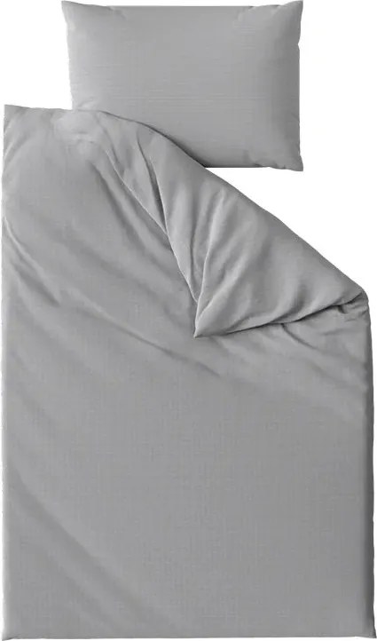 Set lenjerie de pat creponata DENYX BLEND gri, buzunar hotel + Cearsaf Jersey 90 x 200 cm gri inchis, pat single