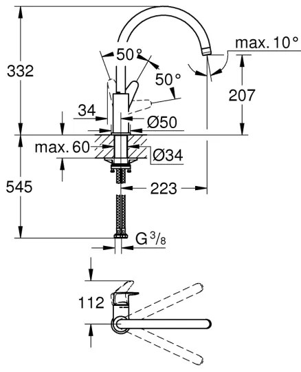 GROHE START CURVE 31554001 - baterie pentru chiuvetă, crom lucios