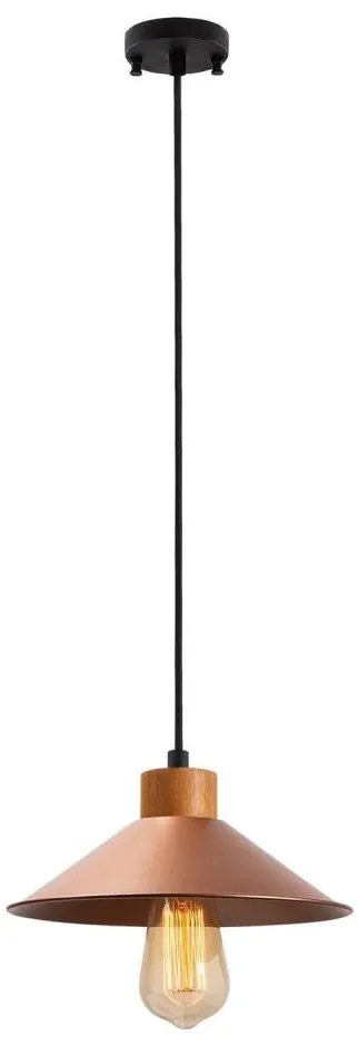 Lustră suspendată pe cablu MANAVGAT 1xE27/40W/230V cupru/maro