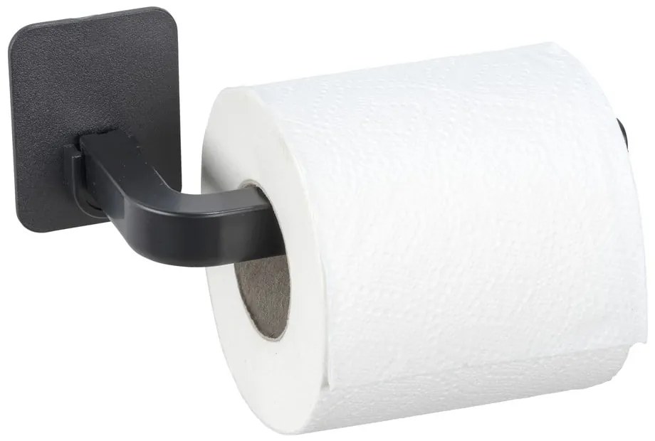 Suport pentru hârtie igienică negru autoadeziv din plastic Parma – Allstar