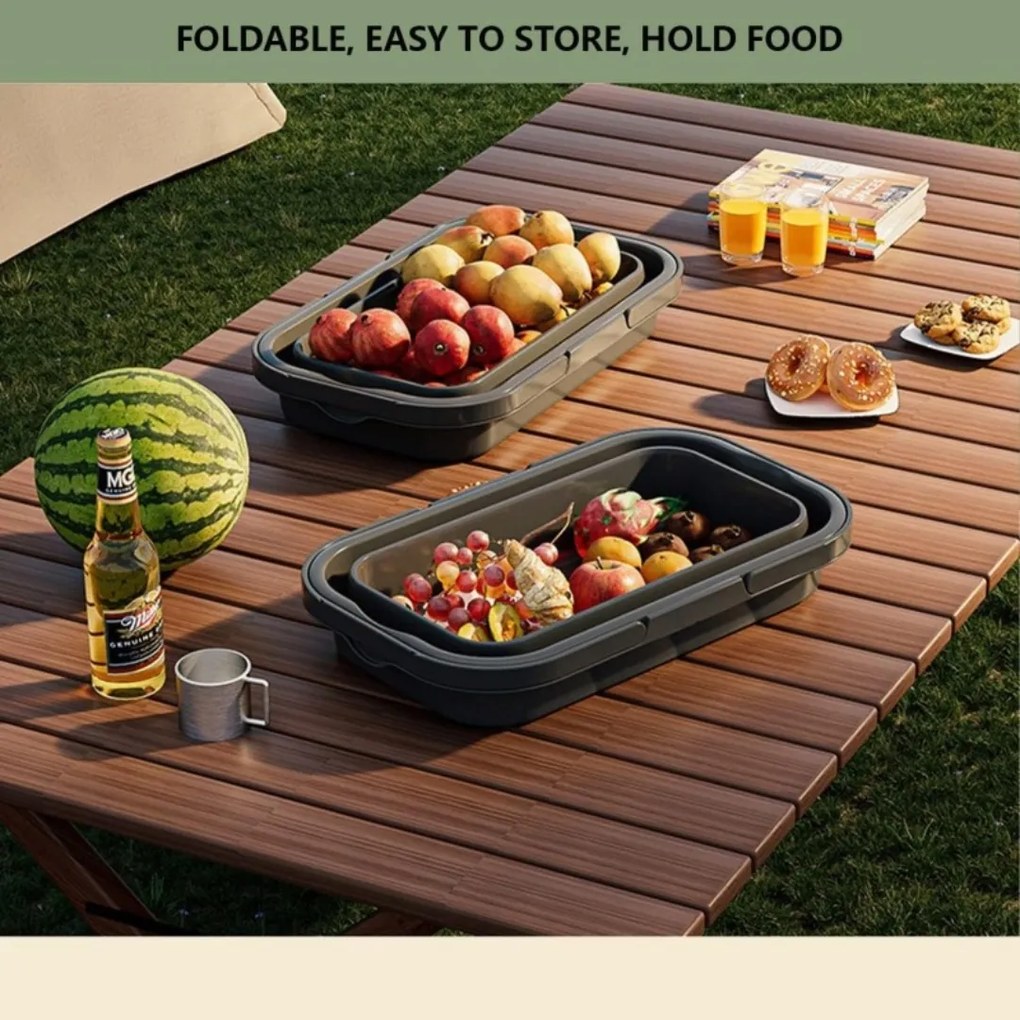 Coș de picnic, pliabil, 3 în 1, gri, masă portabilă, recipient și cutie multifuncțională, 15L, KP03SZ, eCarla