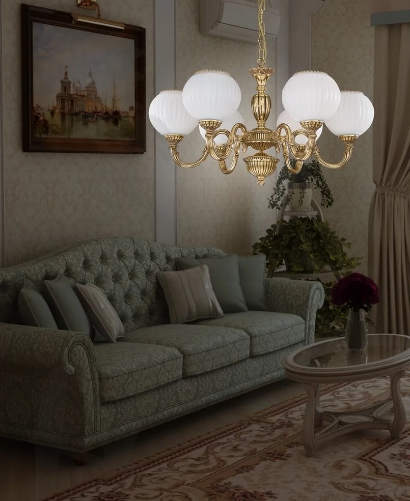 Candelabru din alama cu 6 brate design italian 9350