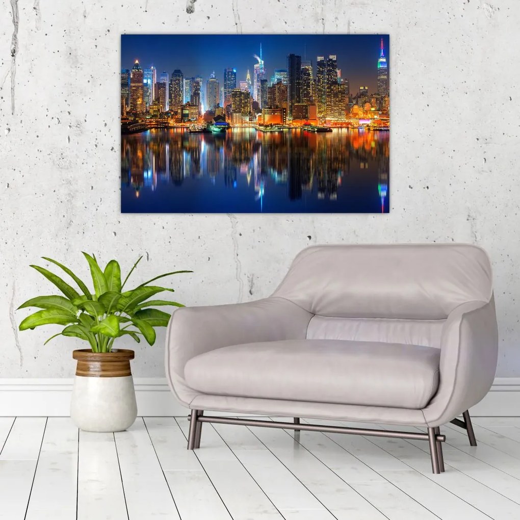 Tablou cu Manhattan noaptea (90x60 cm)