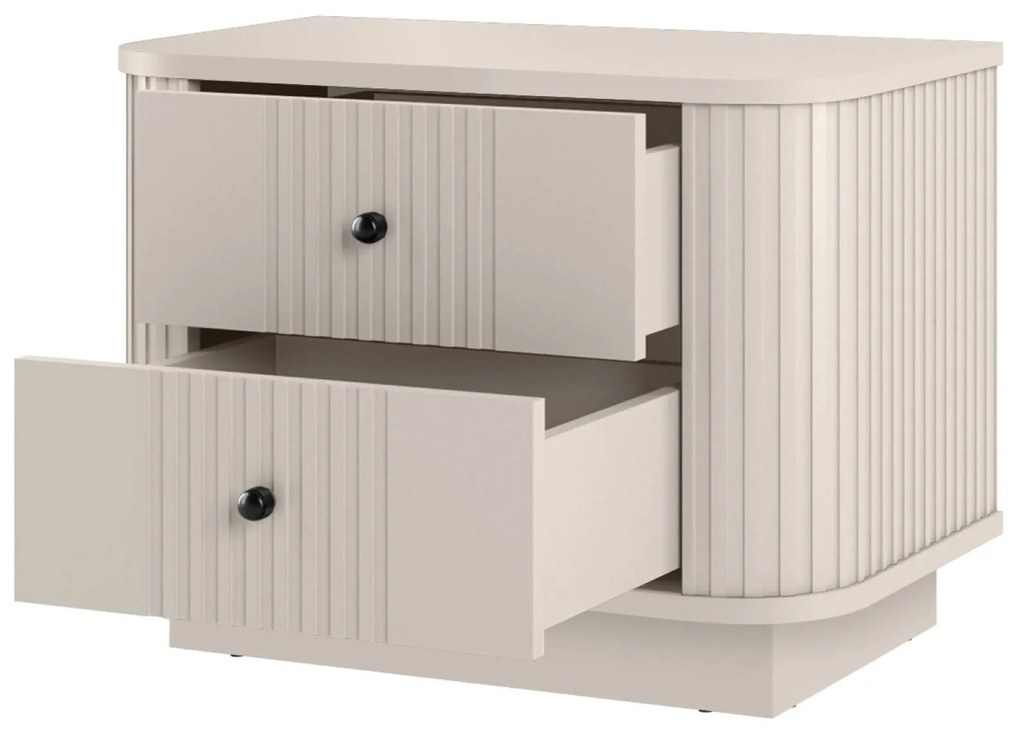 Set de noptiere Vesper 56 cm cu mânere negre - culoare cașmir