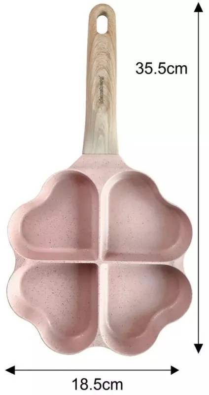 Tigaie cu 4 compartimente Klausberg KB 7820, 19 cm, Forma de inima, Strat de marmura, Inductie, Roz