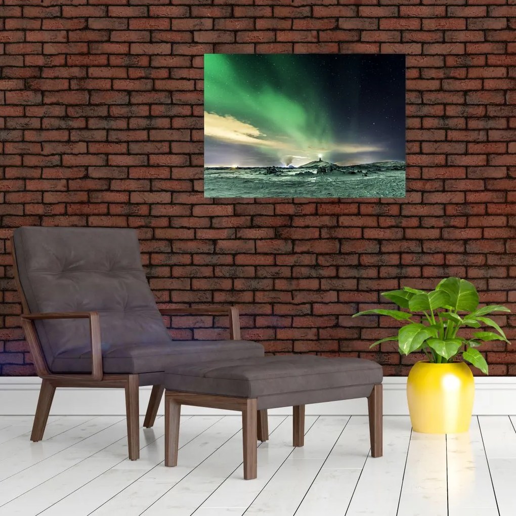 Tablou pe sticlă cu Aurora Borealis (70x50 cm)