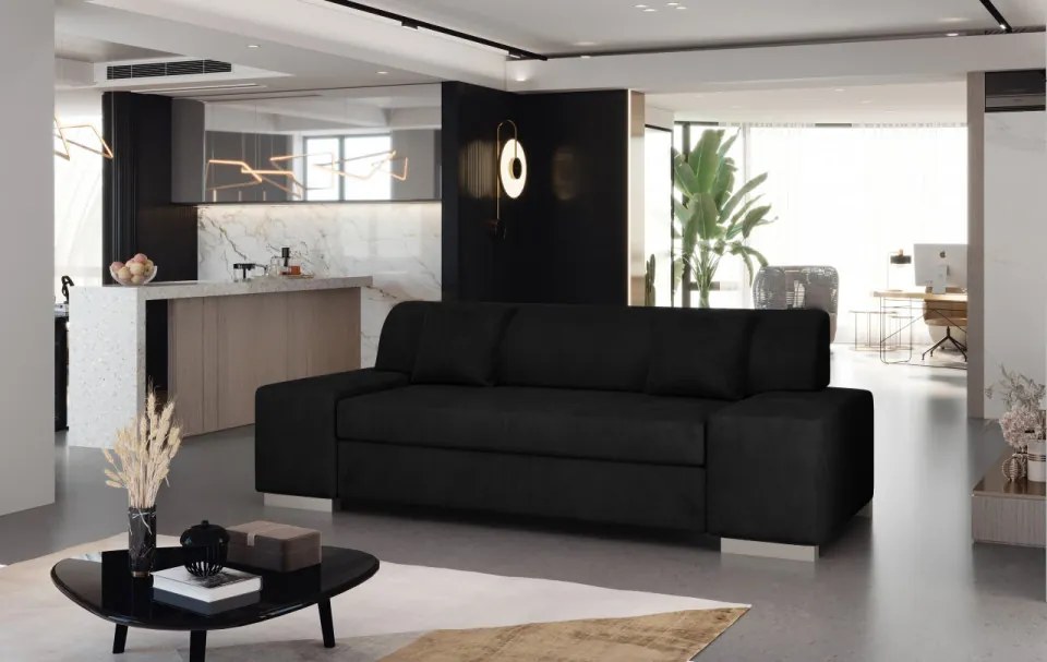 Canapea tapitata, extensibila, 210x98x90 cm, Porto 302,Eltap (Culoare: Negru / Matt Velvet 99)