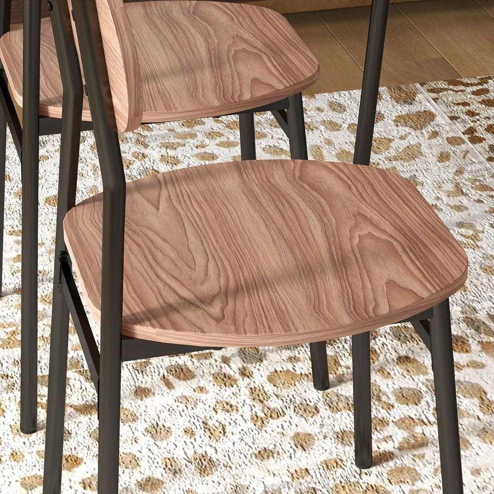 HOMCOM Set de masă cu scaune Masă de sufragerie, Design industrial, 110 cm x 70 cm x 75 cm, Maro | Aosom Romania