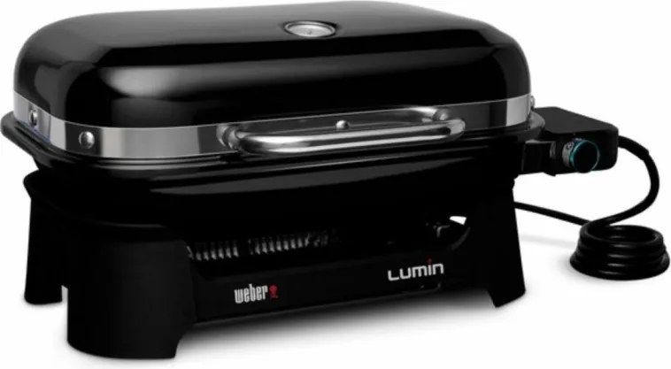 Gratar electric Weber Lumin Compact WB91010979DL, 2200 W, 315 °C MAX, Grill din fonta emailate cu portelan, Negru