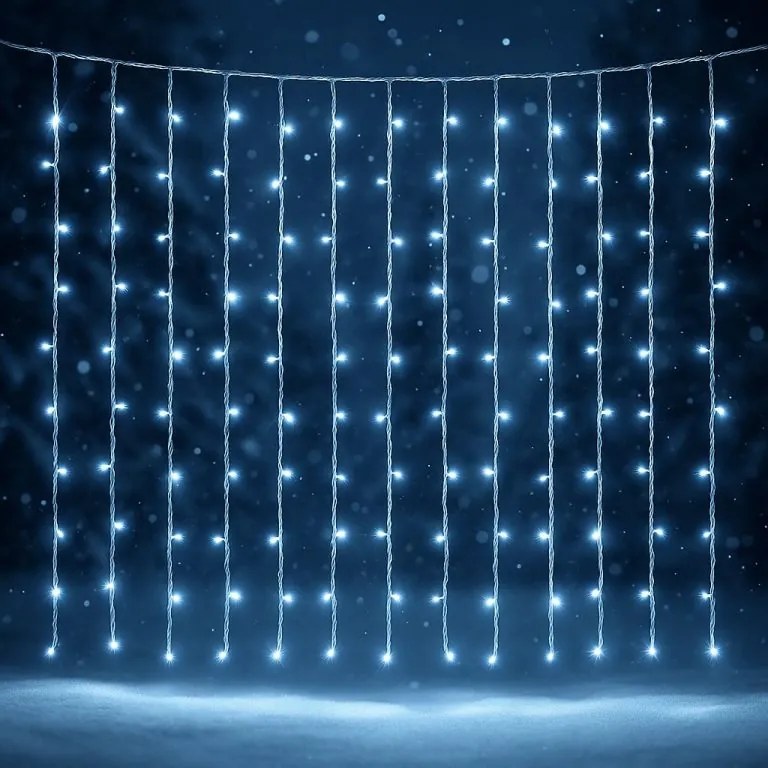 Perdea luminoasă de Crăciun - 3x3 m, 300 LED, alb rece
