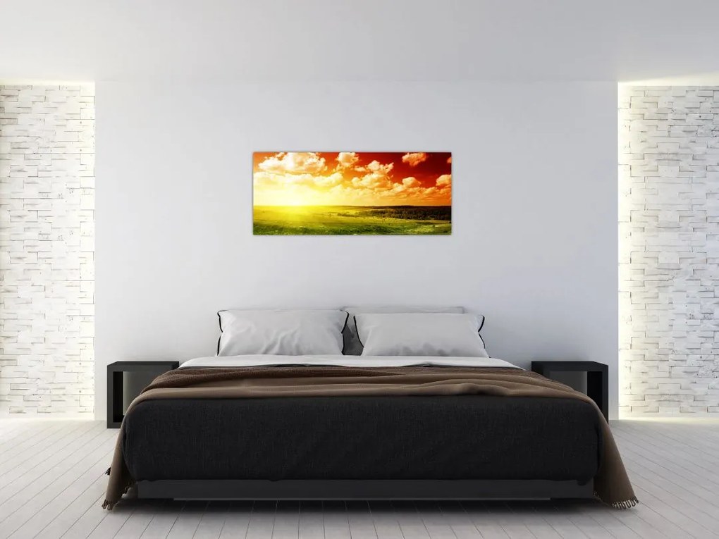 Tablou cu luncă cu soarele strălucitor (120x50 cm)