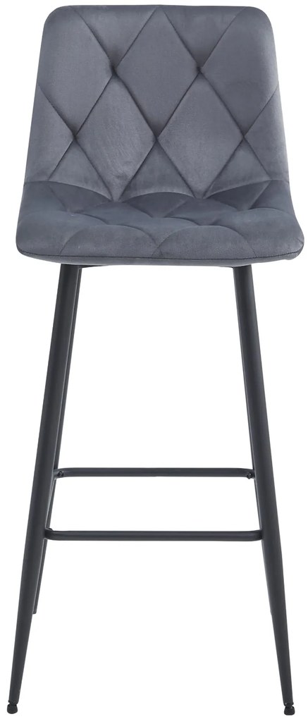 OFERTA Scaun de bar din catifea NADO gri inchis cu picioare negre calitatea II