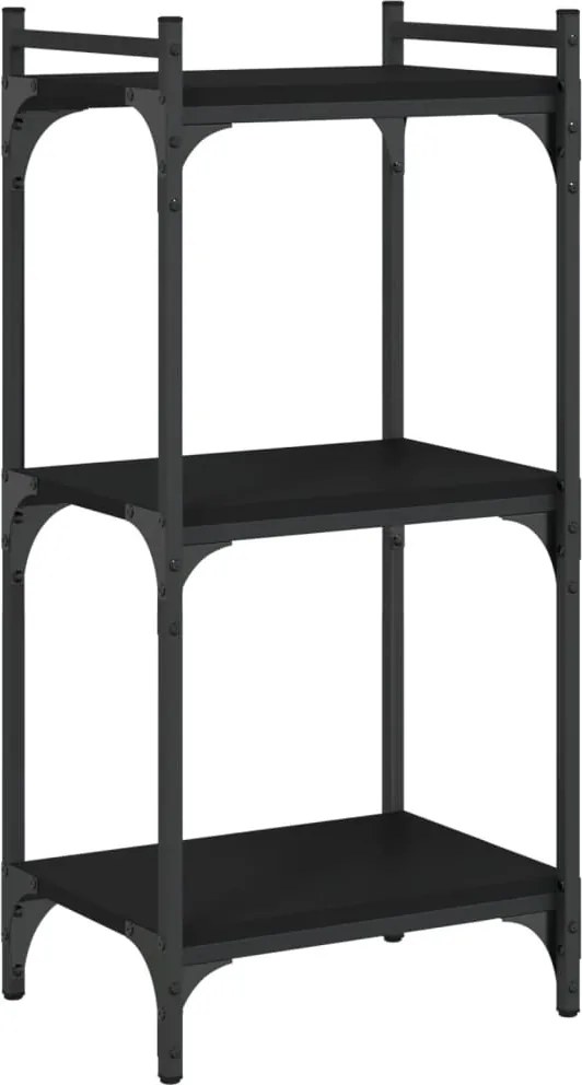 vidaXL Bibliotecă cu 3 niveluri, negru, 40x30x86 cm, lemn prelucrat