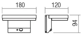 Aplică LED solară cu senzor Redo 90535 TAIYO LED/2W/3,7V 3000K IP54 antracit